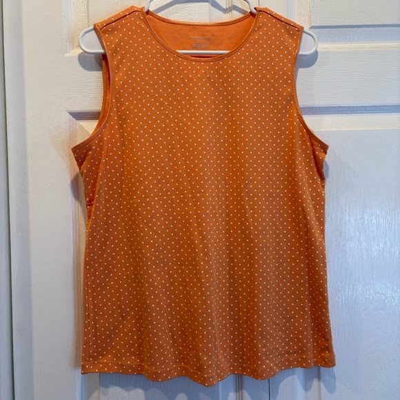Christopher & Banks Tops - Christopher & Banks Orange Polka Dot 100% Cotton Tank Top - Size Large